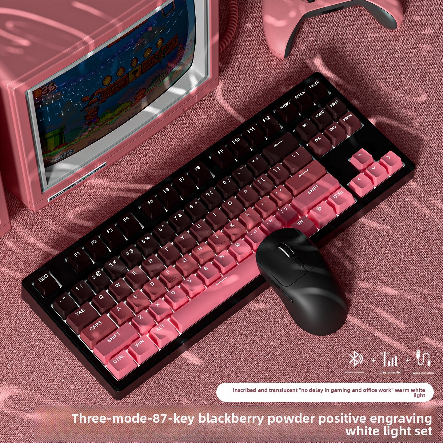 Wireless Mechanical Keyboard with Bluetooth Triple-Mode Connectivity