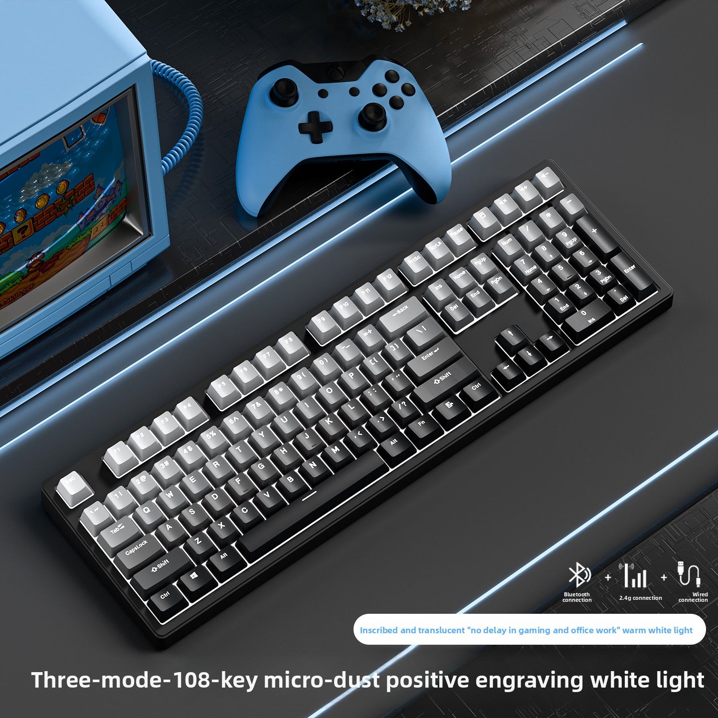 Wireless Mechanical Keyboard with Bluetooth Triple-Mode Connectivity