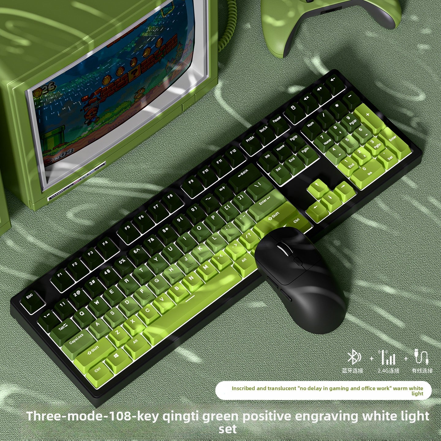 Wireless Mechanical Keyboard with Bluetooth Triple-Mode Connectivity