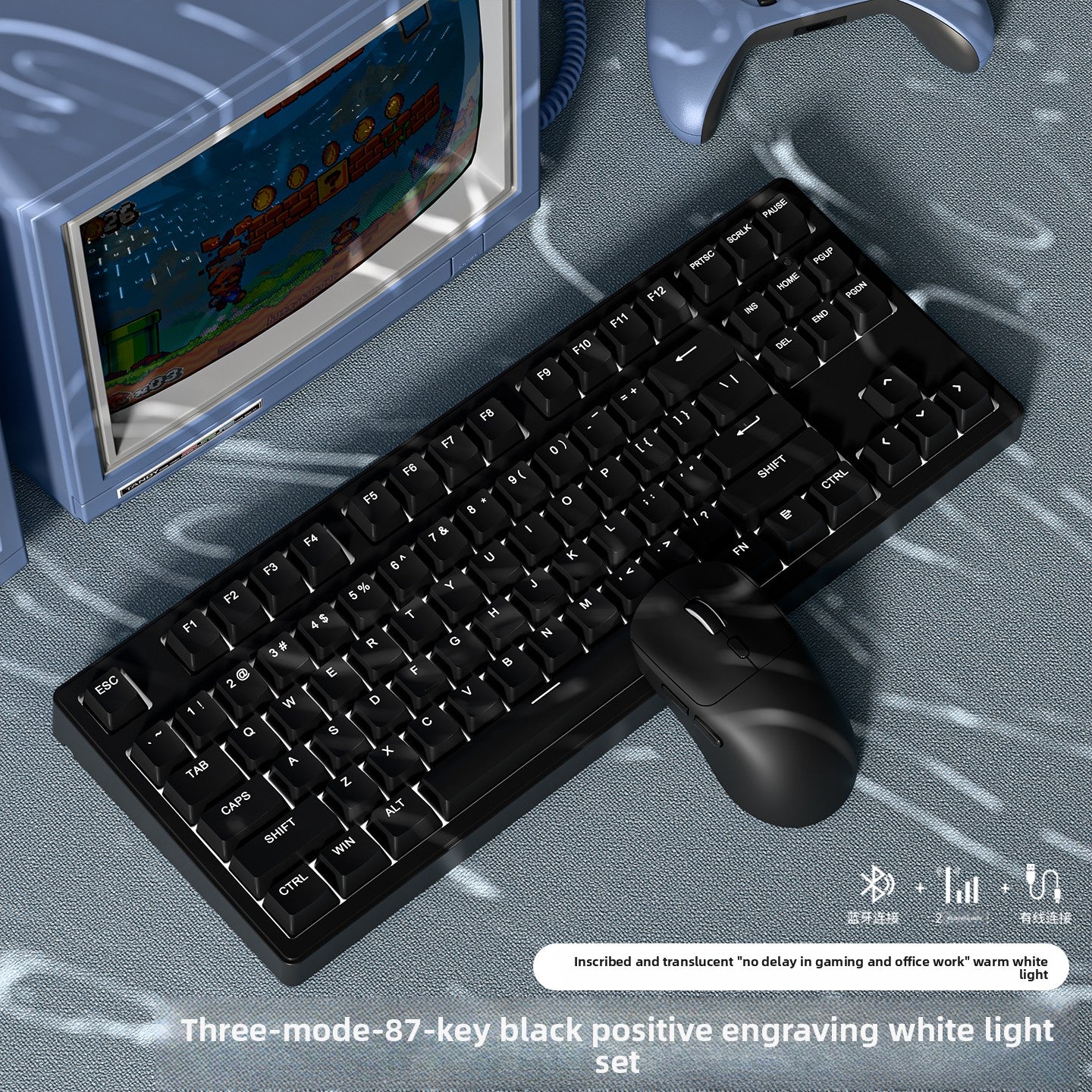 Wireless Mechanical Keyboard with Bluetooth Triple-Mode Connectivity
