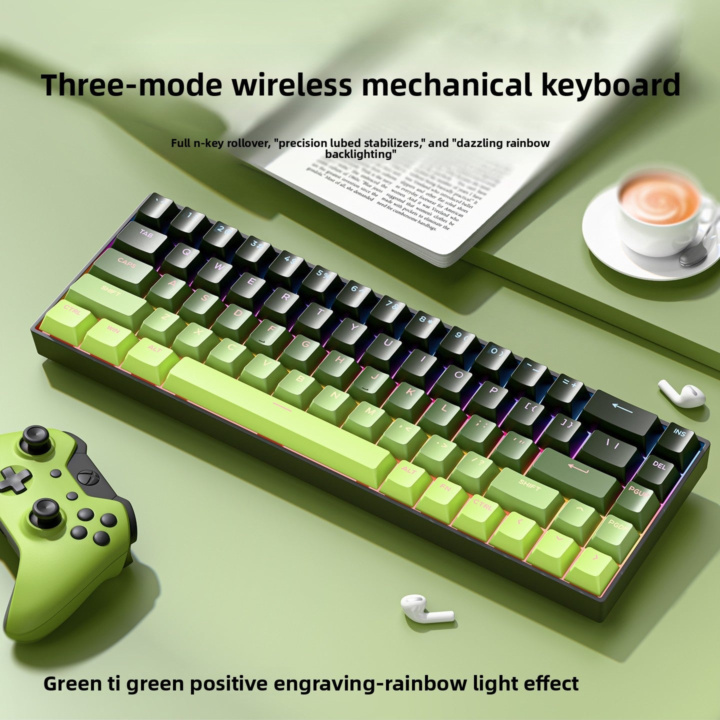 Wireless Mechanical Keyboard with Bluetooth Triple-Mode Connectivity