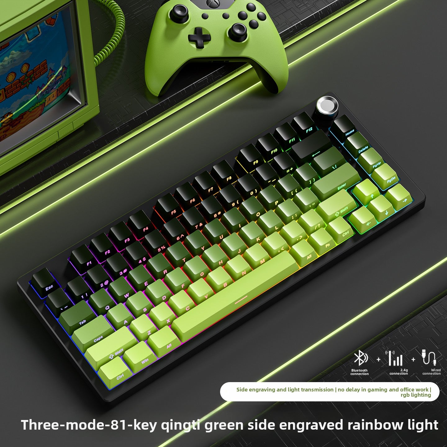 Wireless Mechanical Keyboard with Bluetooth Triple-Mode Connectivity