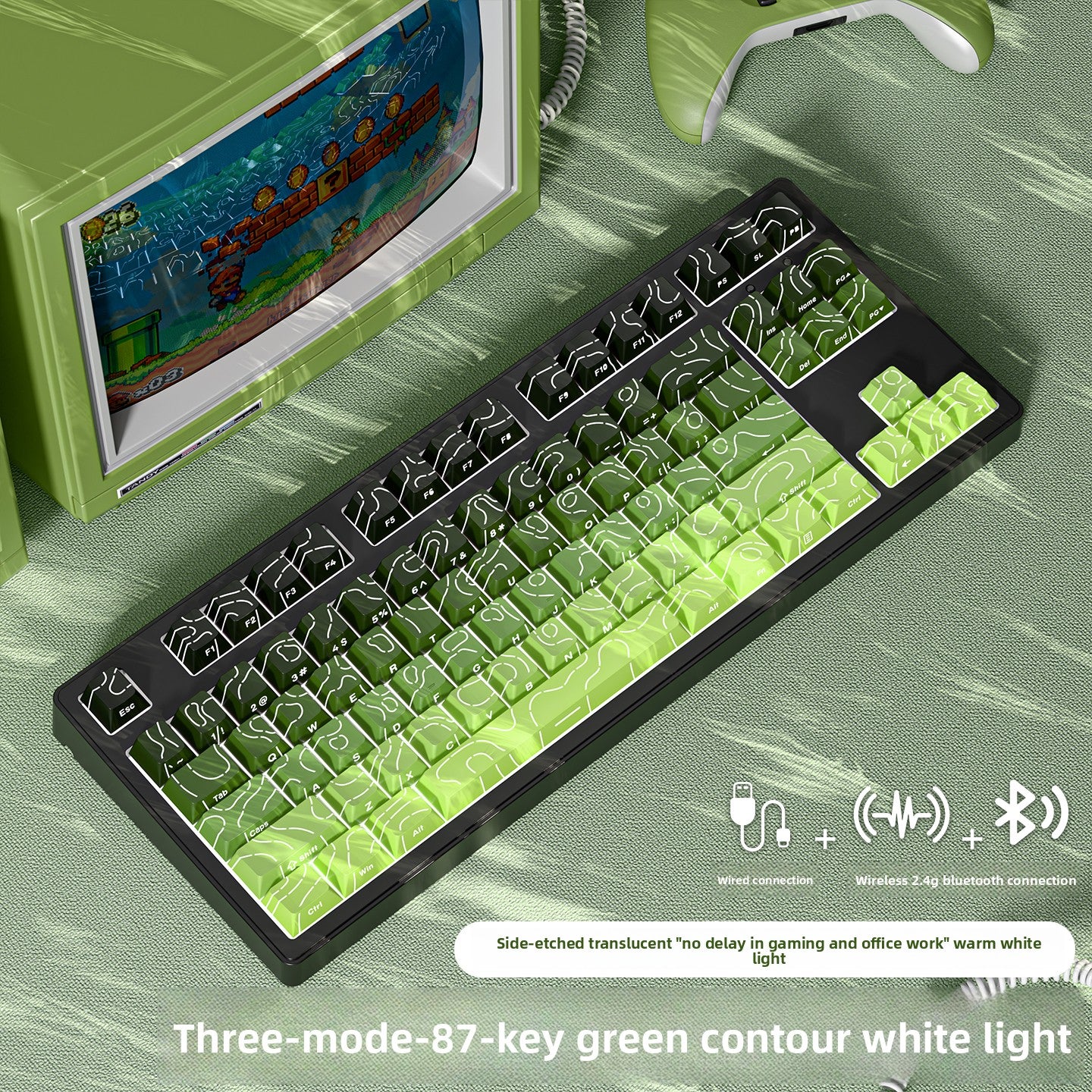 Wireless Mechanical Keyboard with Bluetooth Triple-Mode Connectivity