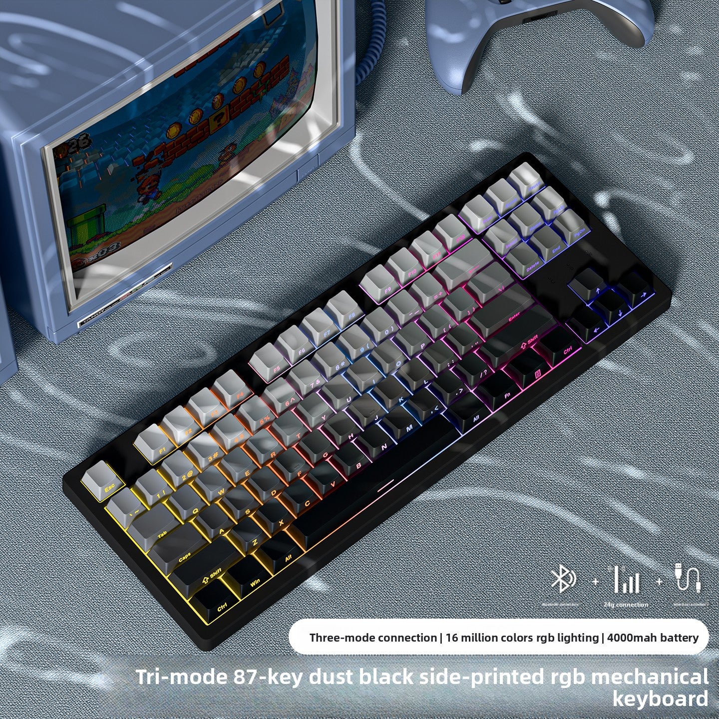 Wireless Mechanical Keyboard with Bluetooth Triple-Mode Connectivity