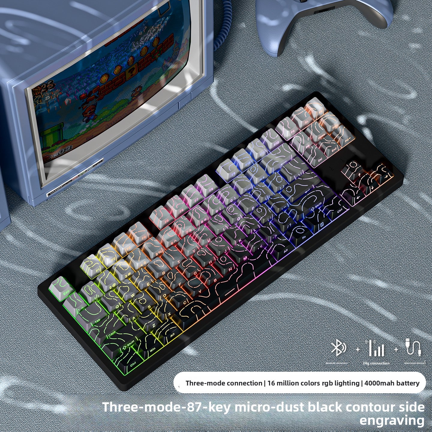 Wireless Mechanical Keyboard with Bluetooth Triple-Mode Connectivity