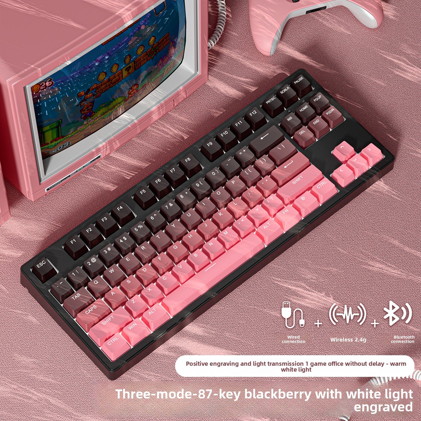 Wireless Mechanical Keyboard with Bluetooth Triple-Mode Connectivity