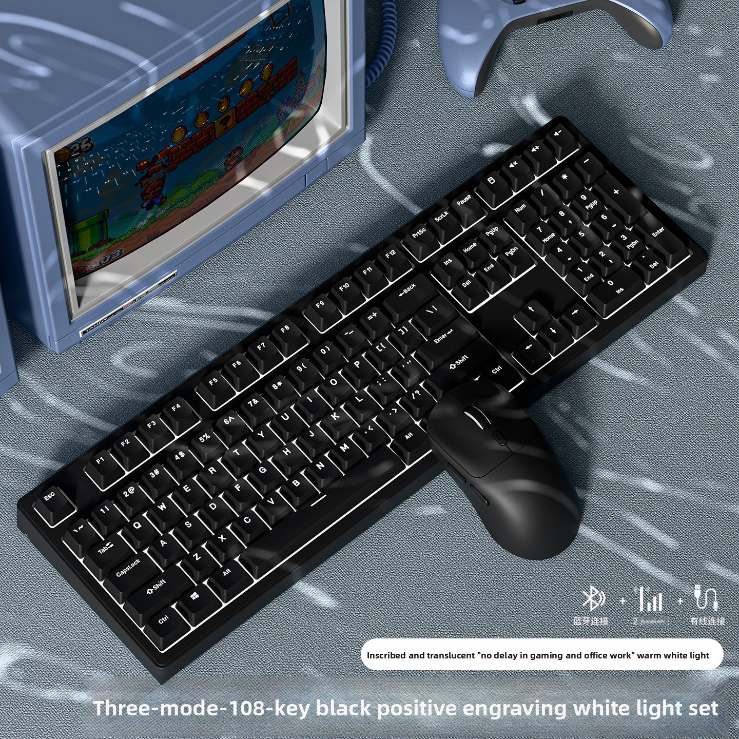 Wireless Mechanical Keyboard with Bluetooth Triple-Mode Connectivity