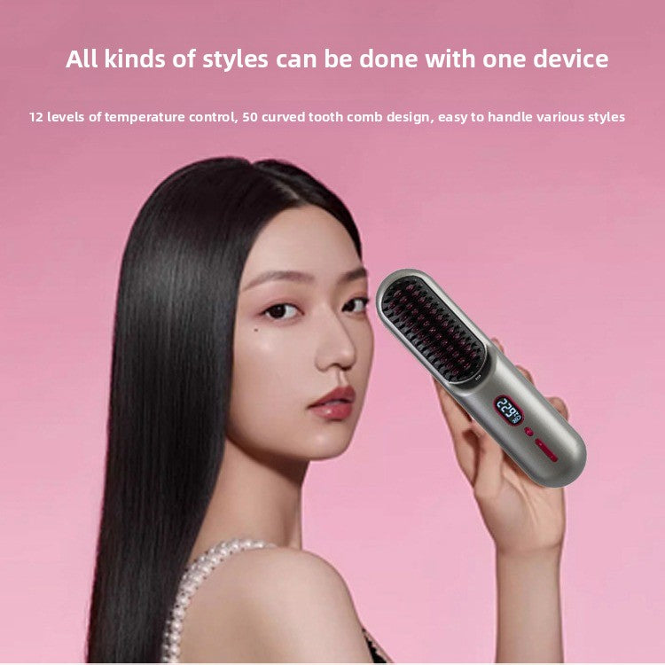 Wireless negative ion hair straightener
