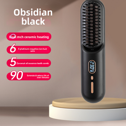 Wireless negative ion hair straightener
