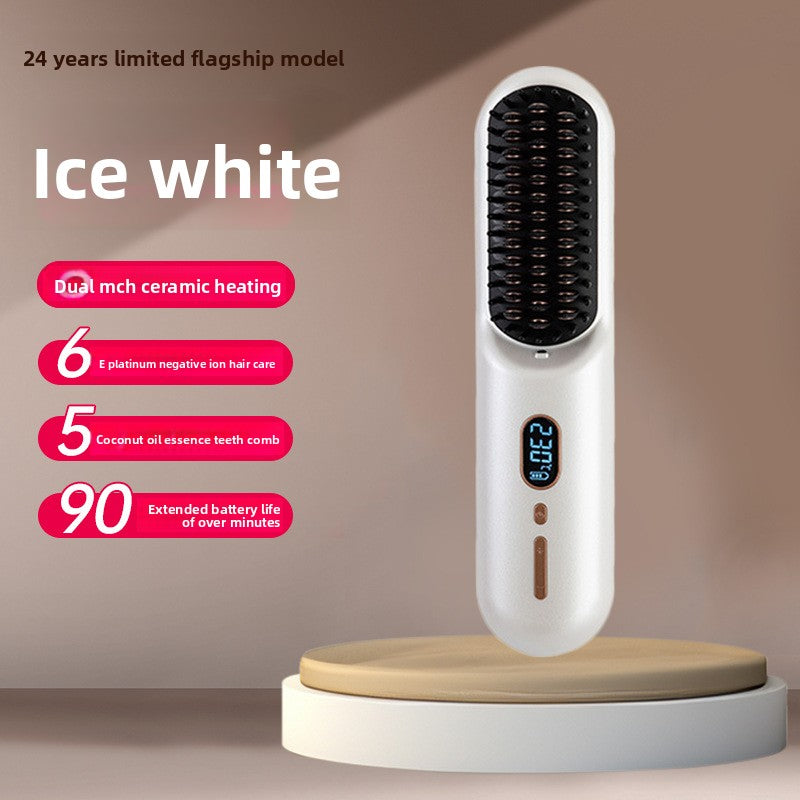 Wireless negative ion hair straightener
