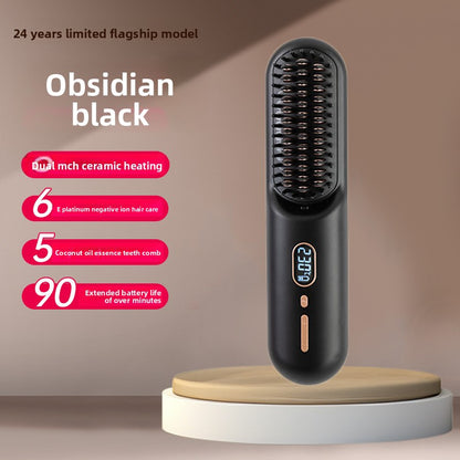 Wireless negative ion hair straightener