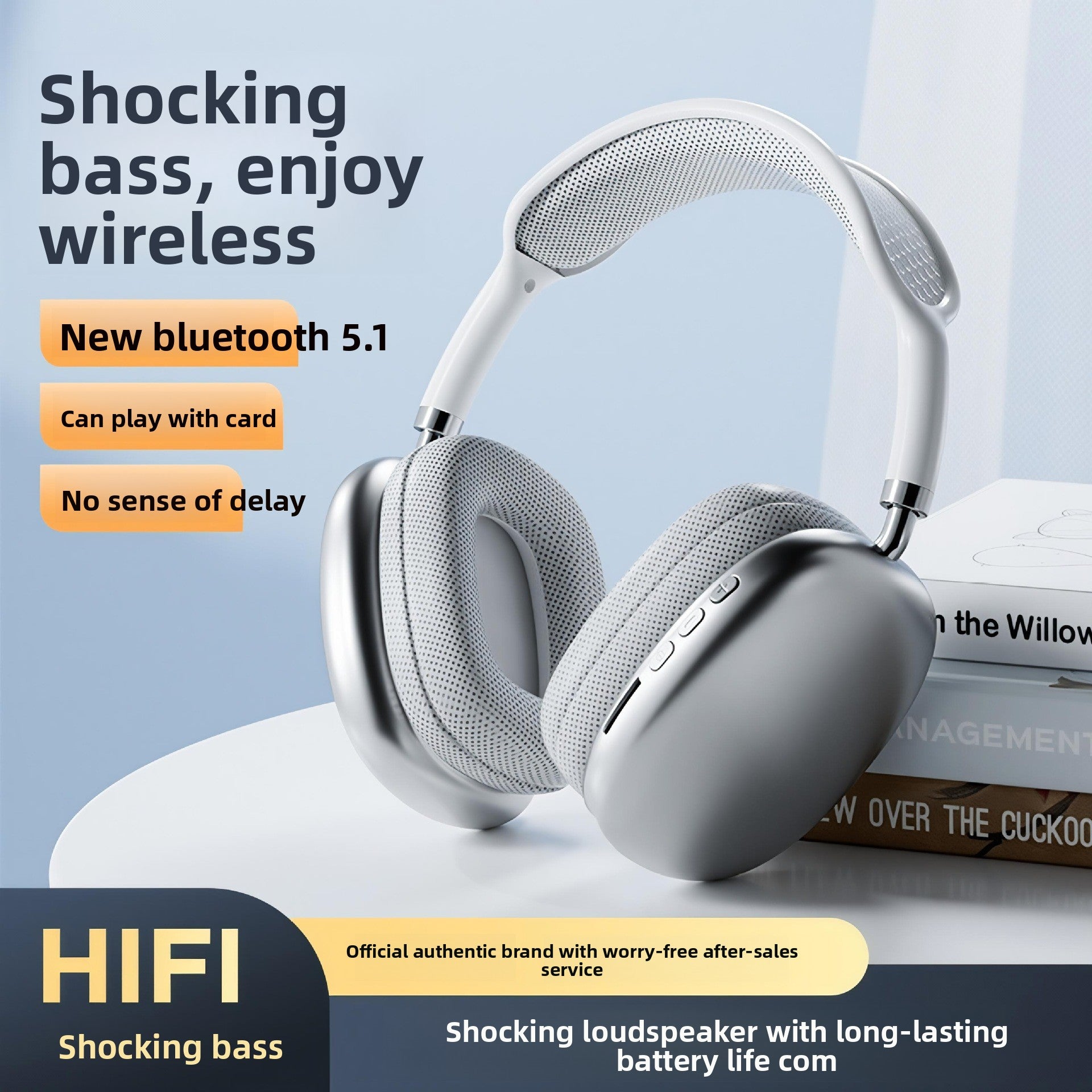 Wireless Over-Ear Headphones with Heavy Bass