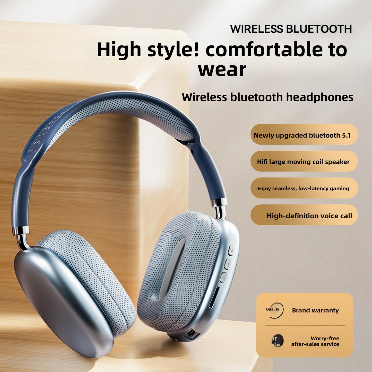 Wireless Over-Ear Headphones with Heavy Bass