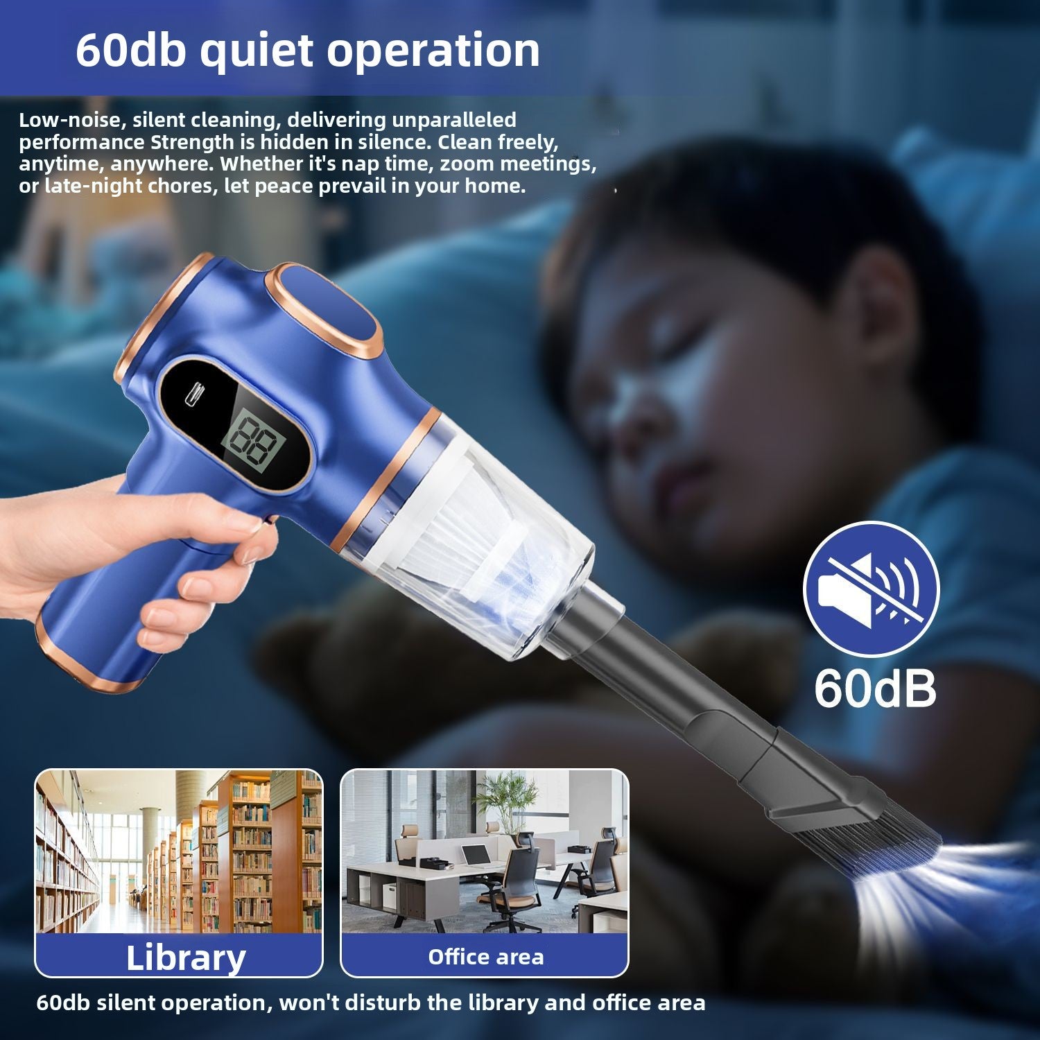 Wireless portable high-suction vacuum cleaner