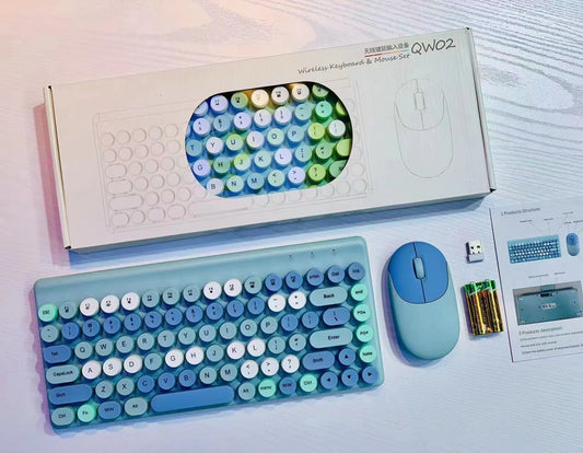 Wireless Retro Dot Keyboard and Mouse Set