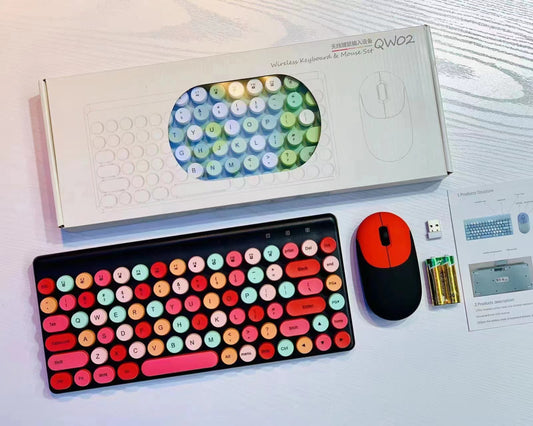 Wireless Retro Dot Keyboard and Mouse Set