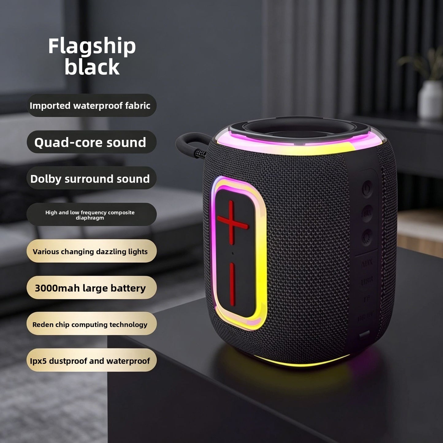 Wireless RGB Bluetooth Speaker with Heavy Bass