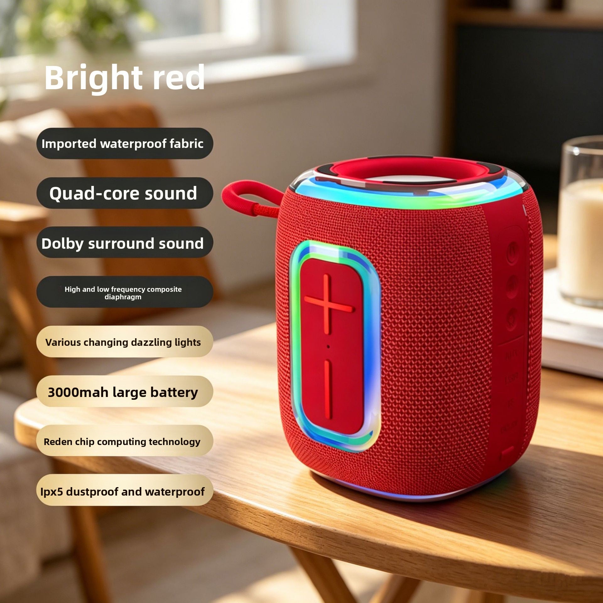 Wireless RGB Bluetooth Speaker with Heavy Bass