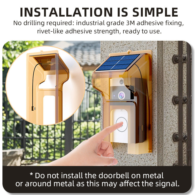 Wireless Video Doorbell with Solar Rain Cover