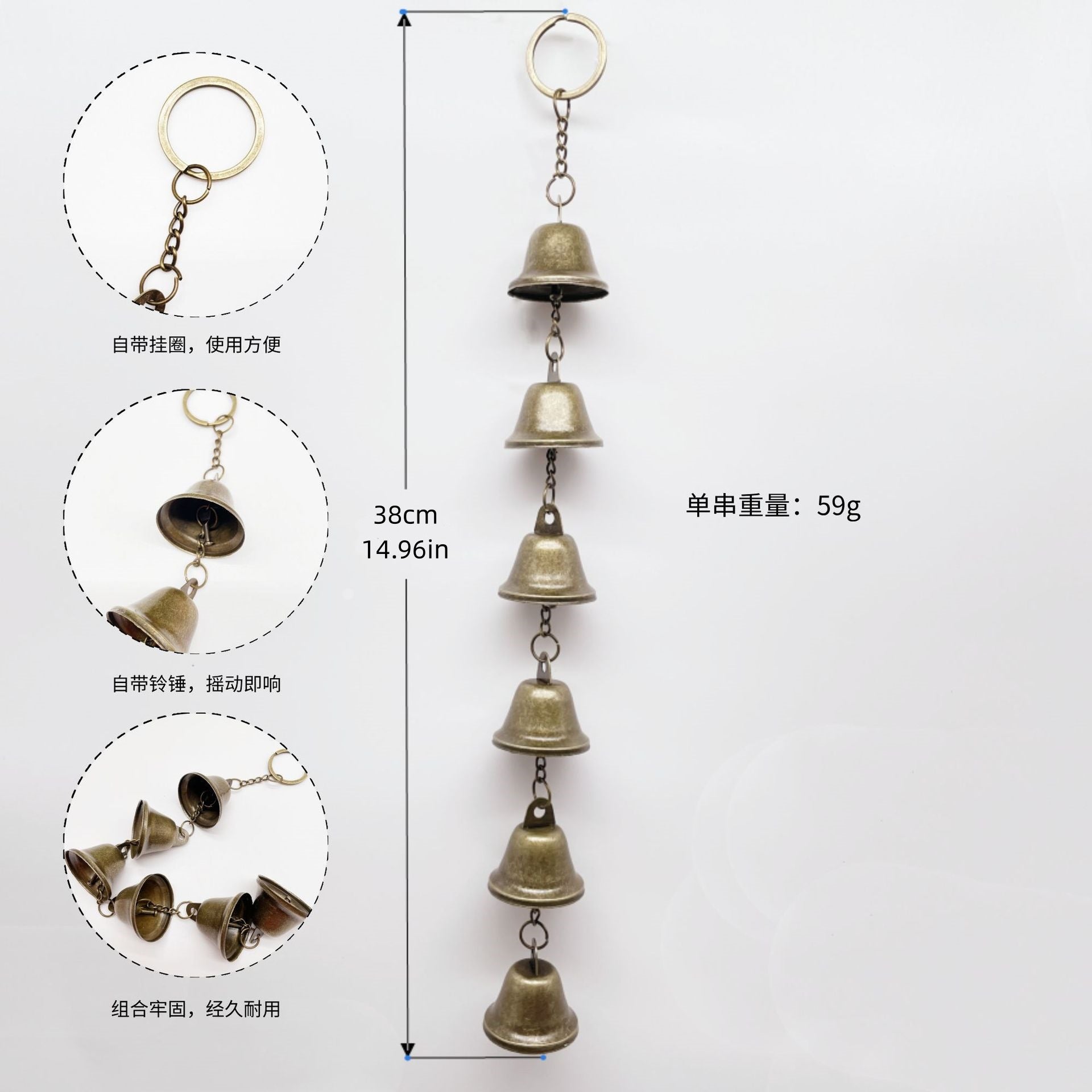 Witch Bell Door Handle Protection Pendant Good Luck Vine Wind Chime Outdoor Wind Chime Door Christmas Bell Hanging Decoration String