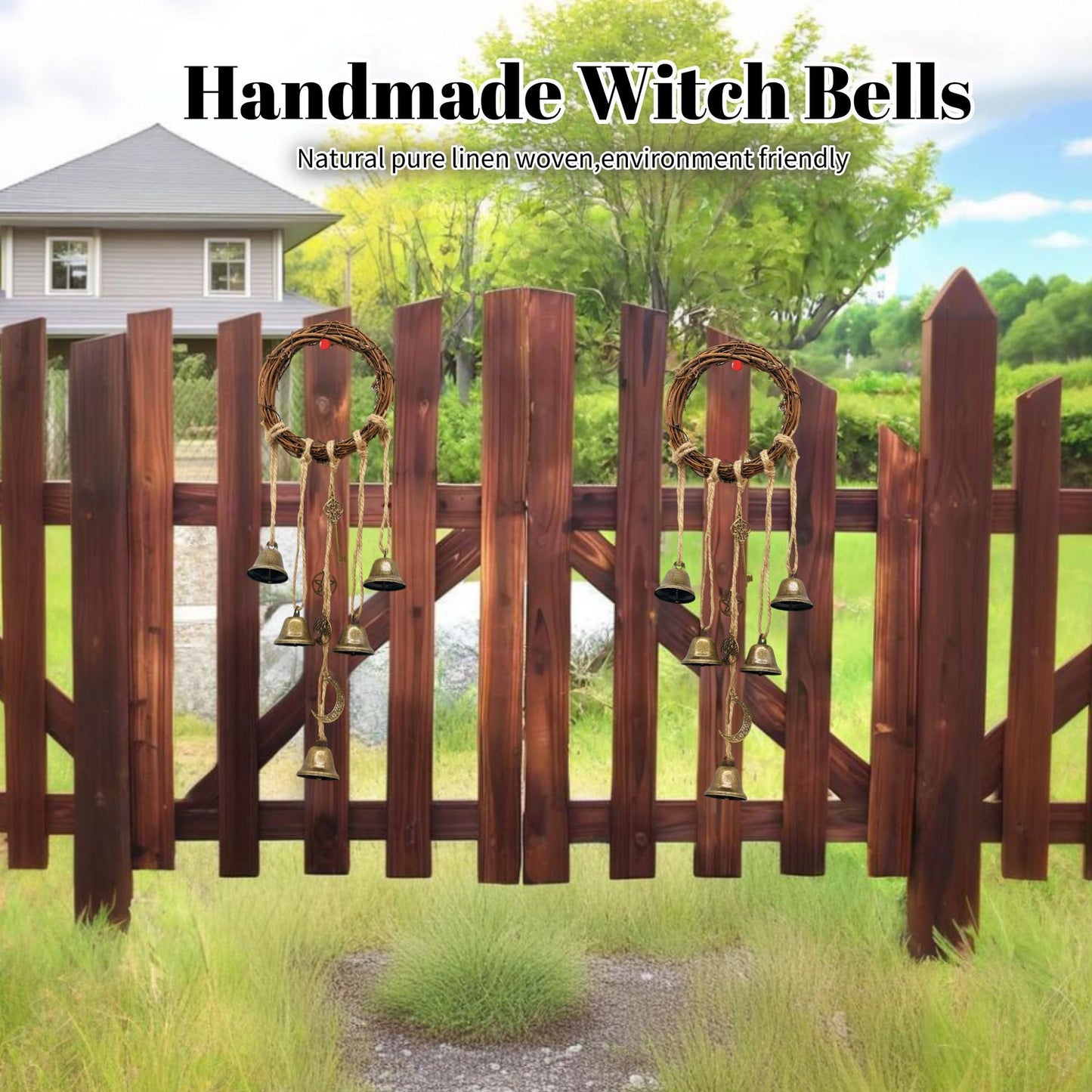 Witch Bell Door Handle Protection Pendant Good Luck Vine Wind Chime Outdoor Wind Chime Door Christmas Bell Hanging Decoration String