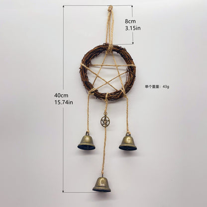 Witch Bell Door Handle Protection Pendant Good Luck Vine Wind Chime Outdoor Wind Chime Door Christmas Bell Hanging Decoration String