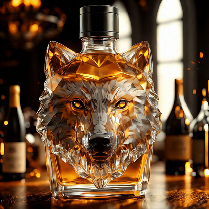 Wolf Head glass bottle