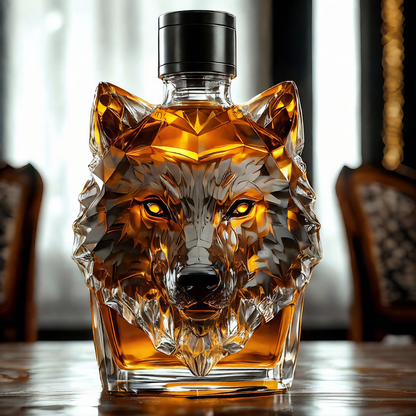 Wolf Head glass bottle