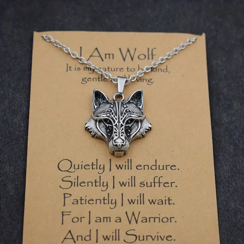 Wolf Head Metal Pendant