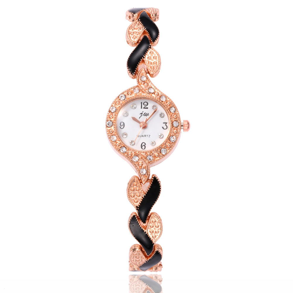 Women Alloy Leaf Bracelet Quartz Watch Set
