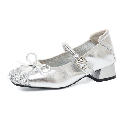 Women Ballet Style Rhinestone Bow Mary Jane Shoes