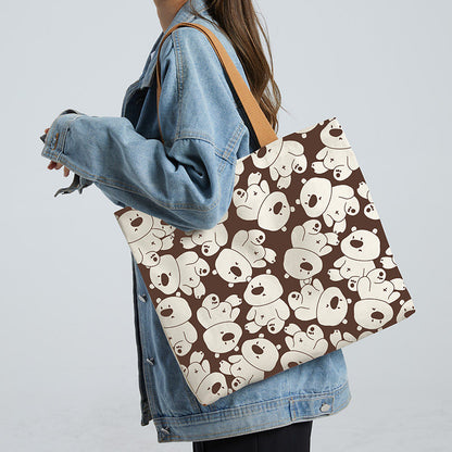 Women Canvas Tote Bag with Cartoon Design