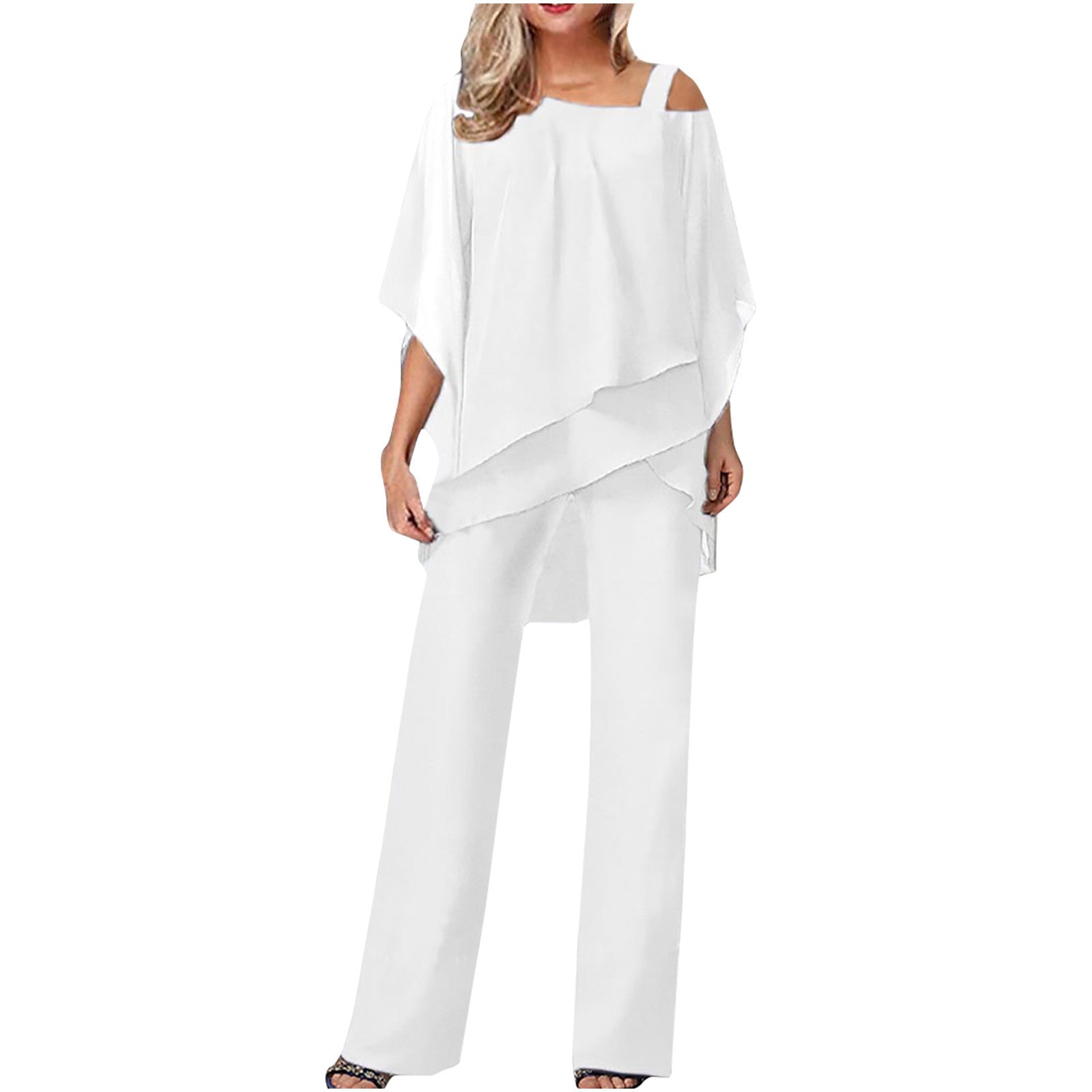 Women Casual Bat Sleeve Chiffon Suit