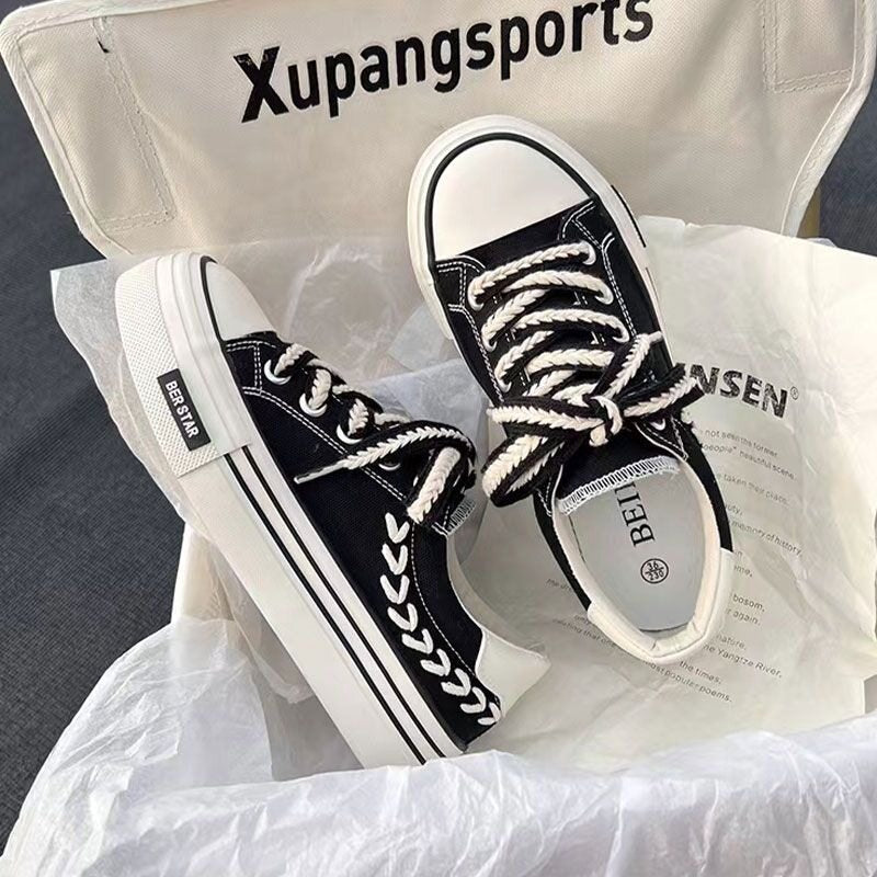 Women Casual Canvas Sneakers with Thick Sole