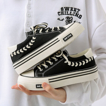 Women Casual Canvas Sneakers with Thick Sole