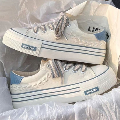 Women Casual Canvas Sneakers with Thick Sole