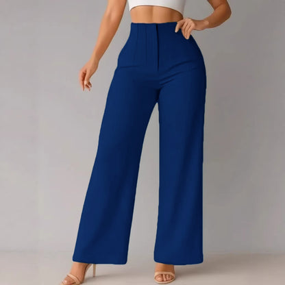 Women Casual Drapey Solid Color Wide Leg Pants