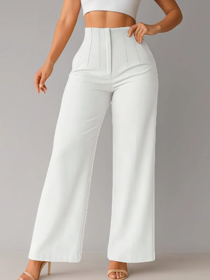 Women Casual Drapey Solid Color Wide Leg Pants