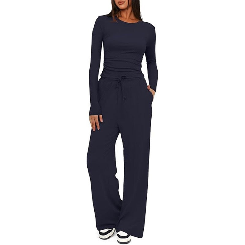 Women Casual Long Sleeve Solid Color Suit