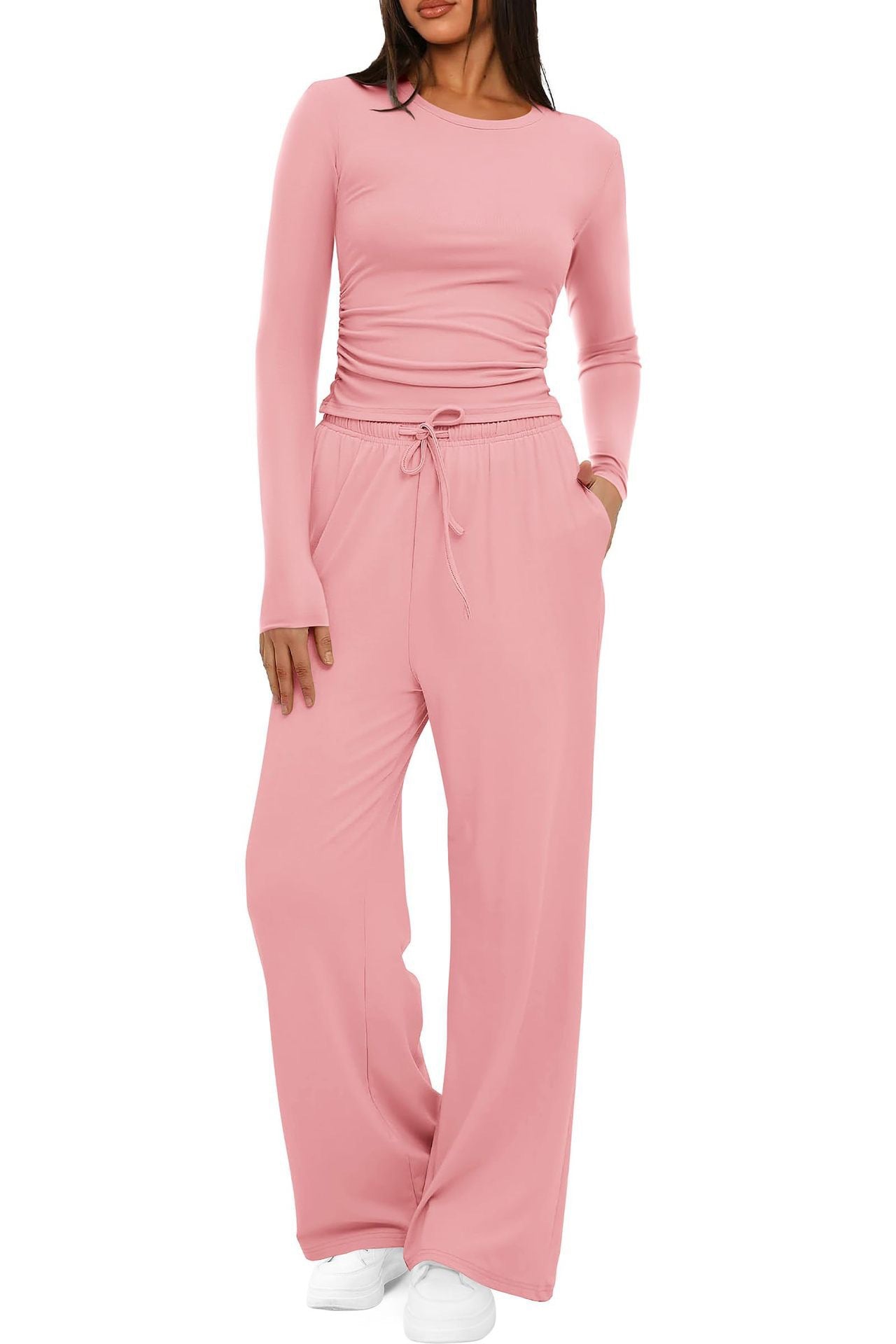 Women Casual Long Sleeve Solid Color Suit