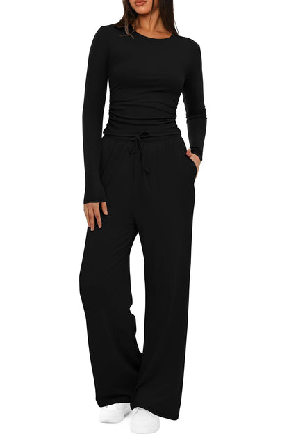 Women Casual Long Sleeve Solid Color Suit