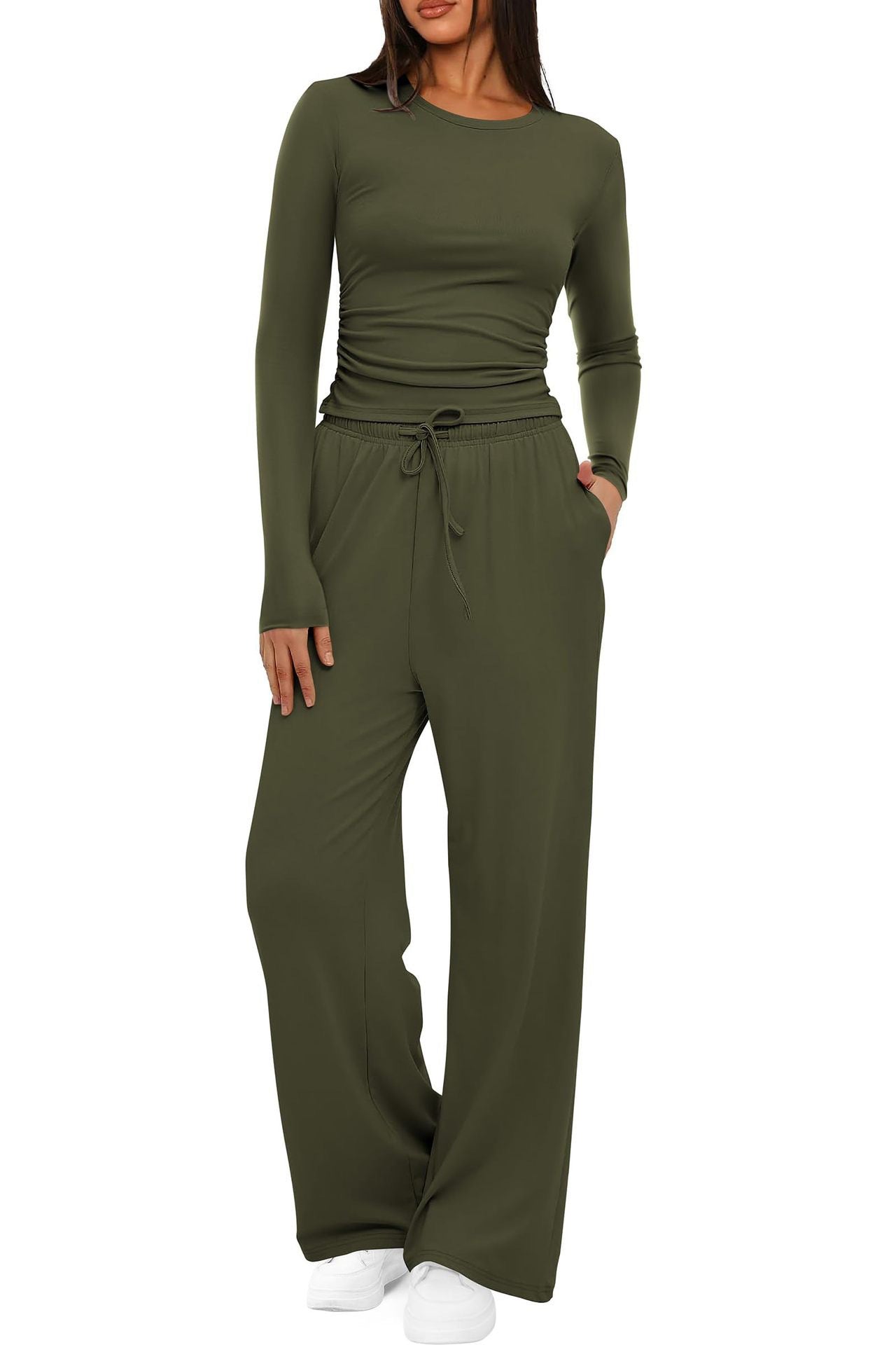 Women Casual Long Sleeve Solid Color Suit