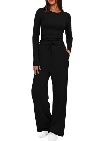 Women Casual Long Sleeve Solid Color Suit