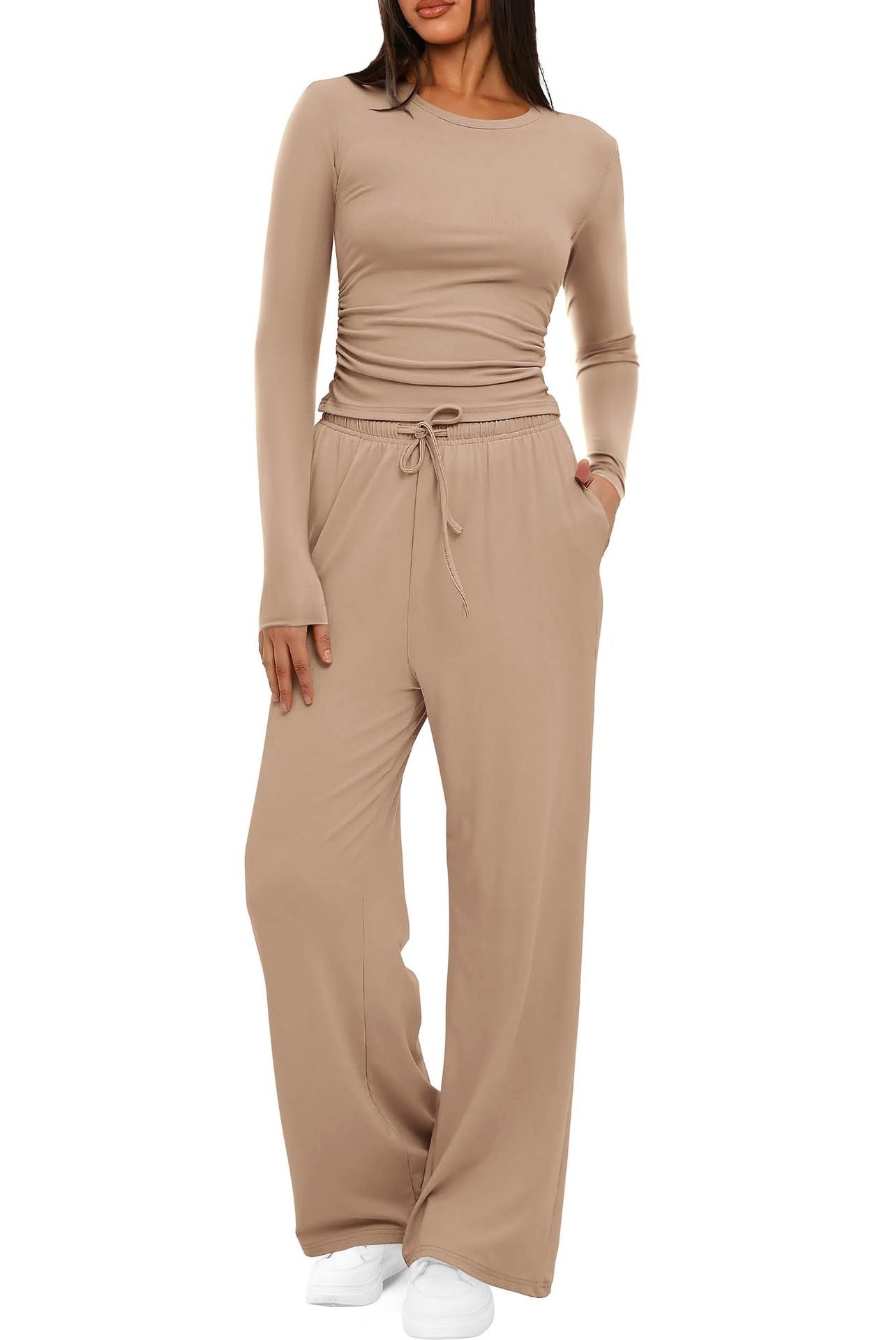 Women Casual Long Sleeve Solid Color Suit