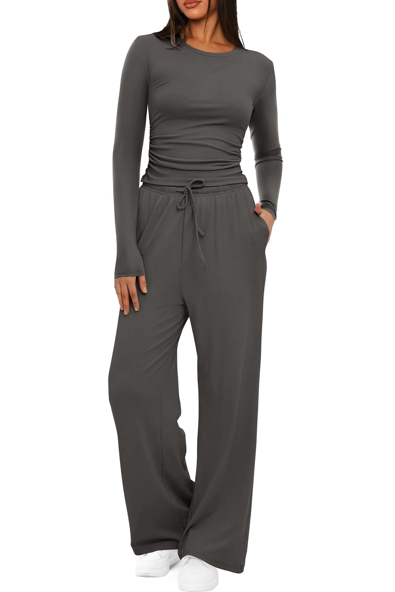 Women Casual Long Sleeve Solid Color Suit