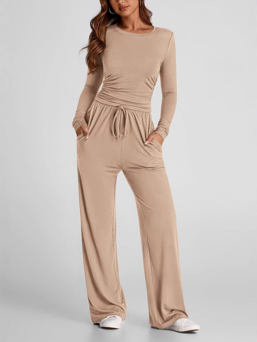 Women Casual Long Sleeve Solid Color Suit
