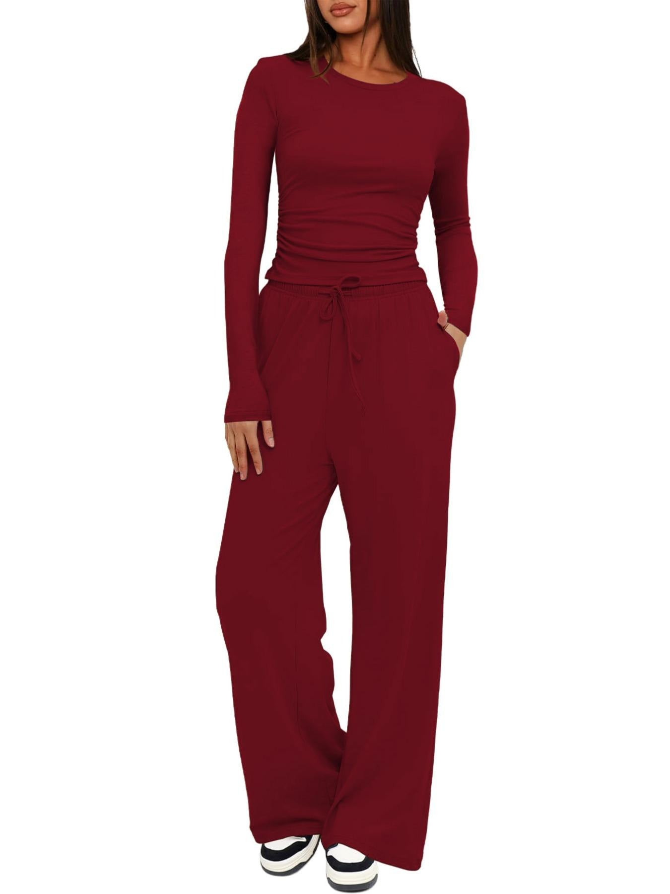 Women Casual Long Sleeve Solid Color Suit