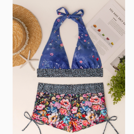 Women Conservative Bikini Swimsuit Skull Print