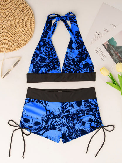 Women Conservative Bikini Swimsuit Skull Print