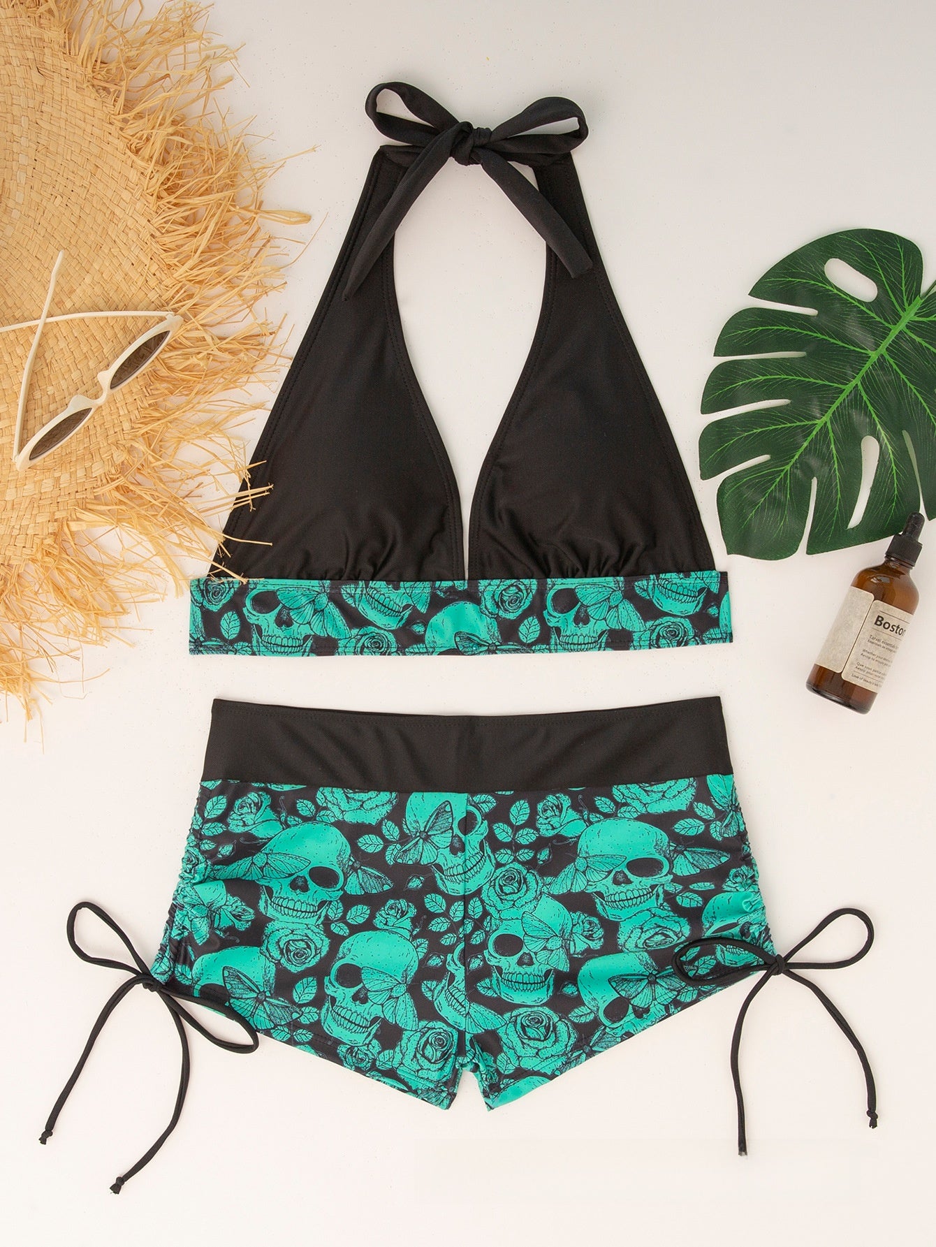 Women Conservative Bikini Swimsuit Skull Print